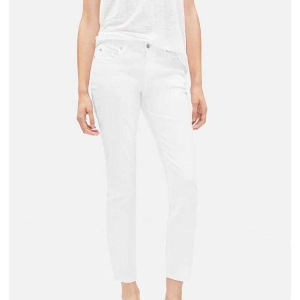 Eileen Fisher System White Jeans Slim Ankle 10 Organic Cotton Denim Summer EUC